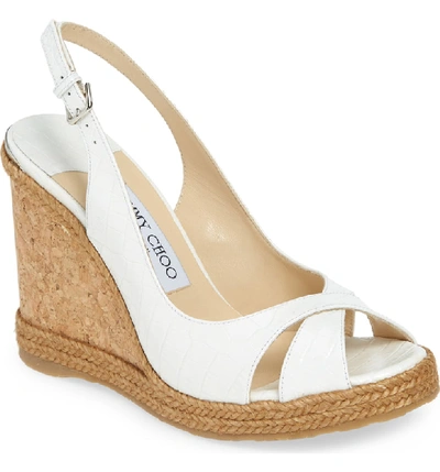 Shop Jimmy Choo Amely Slingback Wedge Sandal In Latte Croc