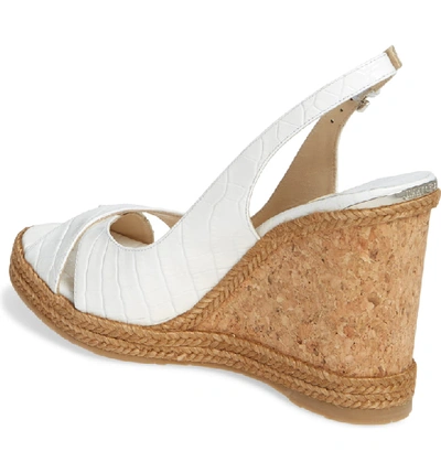 Shop Jimmy Choo Amely Slingback Wedge Sandal In Latte Croc