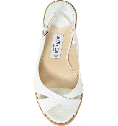 Shop Jimmy Choo Amely Slingback Wedge Sandal In Latte Croc