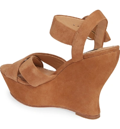 Shop Alice And Olivia Jodiey Wedge Sandal In Umber