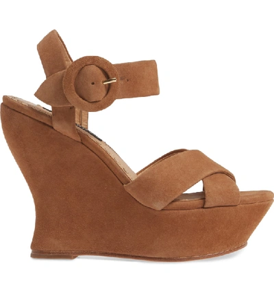 Shop Alice And Olivia Jodiey Wedge Sandal In Umber