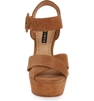 Shop Alice And Olivia Jodiey Wedge Sandal In Umber