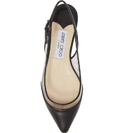 Shop Jimmy Choo Erin Clear Slingback Flat In Black/ Pvc