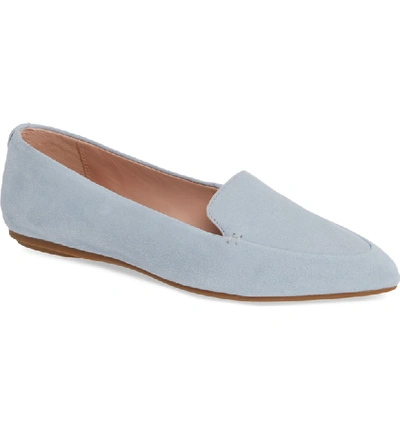 Shop Taryn Rose Faye Pointy Toe Loafer In Moonstone Suede