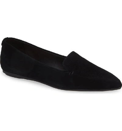 Shop Taryn Rose Faye Pointy Toe Loafer In Black/ Black Suede