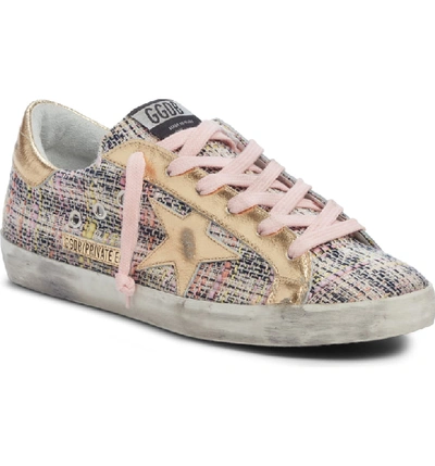 Shop Golden Goose Superstar Low Top Sneaker In Pink Tweed/ Gold