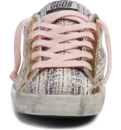 Shop Golden Goose Superstar Low Top Sneaker In Pink Tweed/ Gold