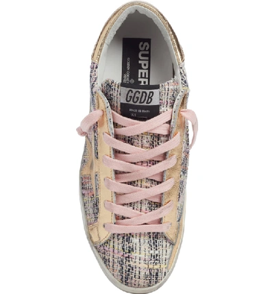 Shop Golden Goose Superstar Low Top Sneaker In Pink Tweed/ Gold