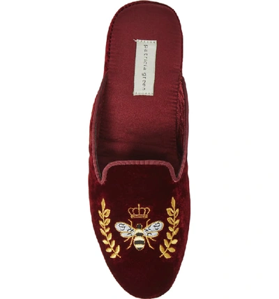 Shop Patricia Green 'cool Kat' Embroidered Slipper In Burgandy Velvet