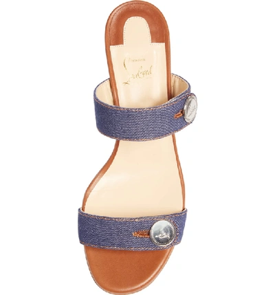 Shop Christian Louboutin Sandenim Double Strap Sandal In Blue Denim