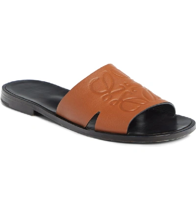 Shop Loewe Anagram Slide Sandal In Rust