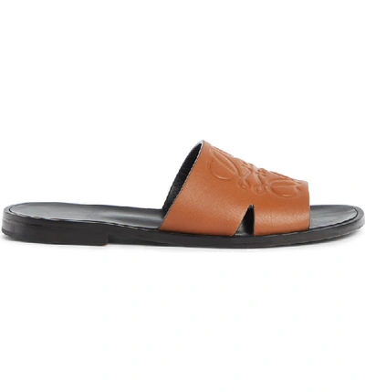 Shop Loewe Anagram Slide Sandal In Rust