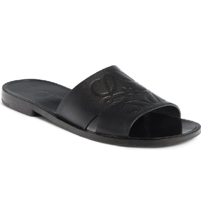 Shop Loewe Anagram Slide Sandal In Black