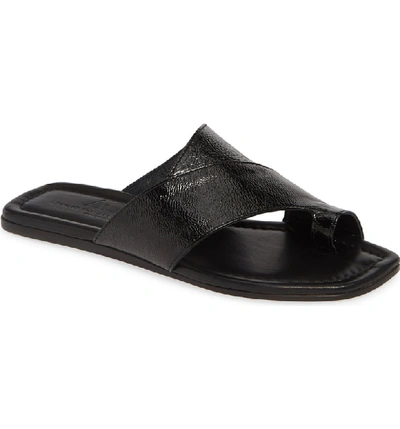 Shop Agl Attilio Giusti Leombruni Asymmetrical Toe Loop Slide Sandal In Black Patent
