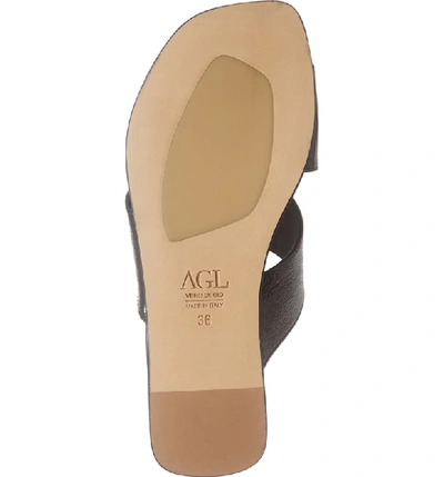 Shop Agl Attilio Giusti Leombruni Asymmetrical Toe Loop Slide Sandal In Black Patent