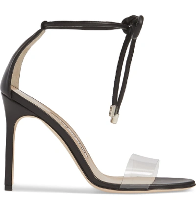 Shop Manolo Blahnik Estro Ankle Tie Sandal In Black Leather