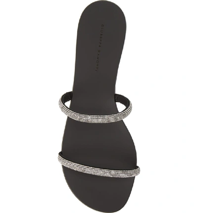 Shop Giuseppe Zanotti Embellished Double Band Slide Sandal In Black