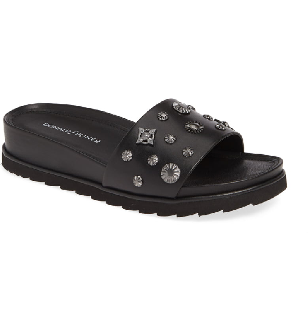 donald pliner black slides
