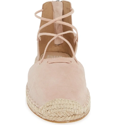 Shop Eileen Fisher Lace Espadrille In Blush Suede