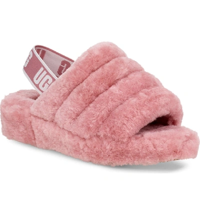 Shop Ugg Fluff Yeah Genuine Shearling Slingback Sandal In Pink Dawn