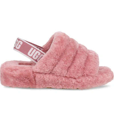Shop Ugg Fluff Yeah Genuine Shearling Slingback Sandal In Pink Dawn