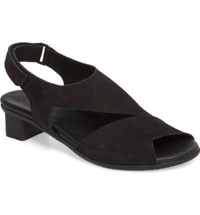 Shop Arche Obibbi Asymmetrical Slingback Sandal In Noir Nubuck