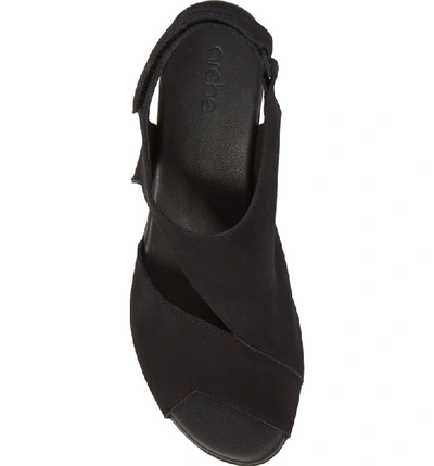 Shop Arche Obibbi Asymmetrical Slingback Sandal In Noir Nubuck