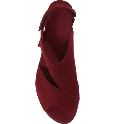 Shop Arche Obibbi Asymmetrical Slingback Sandal In Grenat Nubuck