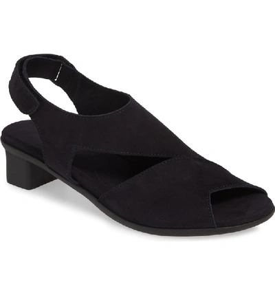 Shop Arche Obibbi Asymmetrical Slingback Sandal In Nuit Nubuck