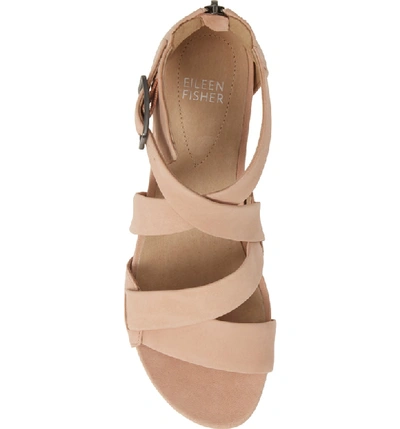 Shop Eileen Fisher Boost Wedge Sandal In Blush Nubuck