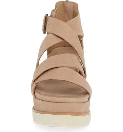 Shop Eileen Fisher Boost Wedge Sandal In Latte Nubuck