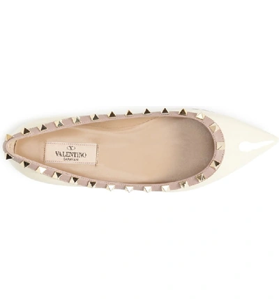 Valentino 10mm Rockstud Leather Flats In Ivory