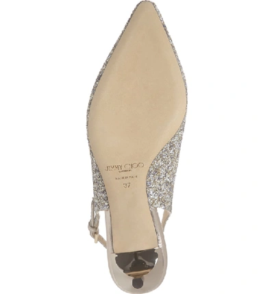 Shop Jimmy Choo Erin Glitter Slingback Pump In Platinum