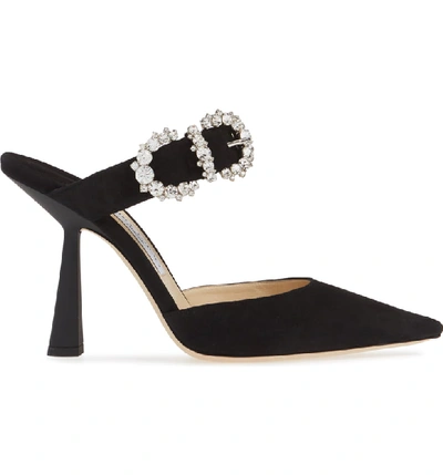 Shop Jimmy Choo Smokey Crystal Buckle Pump In Black Suede