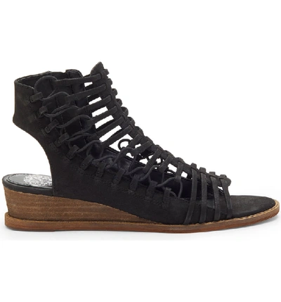 Shop Vince Camuto Romera Gladiator Sandal In Black Nubuck Leather