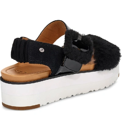 Shop Ugg Le Fluff Flatform Sandal In Black Suede