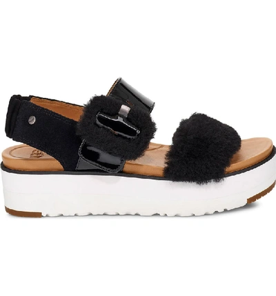 Shop Ugg Le Fluff Flatform Sandal In Black Suede