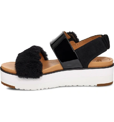 Shop Ugg Le Fluff Flatform Sandal In Black Suede
