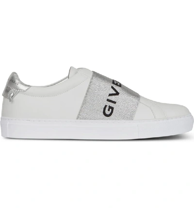 Shop Givenchy Logo Strap Slip-on Sneaker In White/ Silver