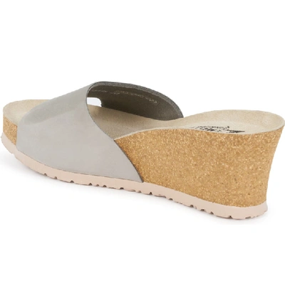 Shop Mephisto Lise Platform Wedge Sandal In Light Grey Nubuck