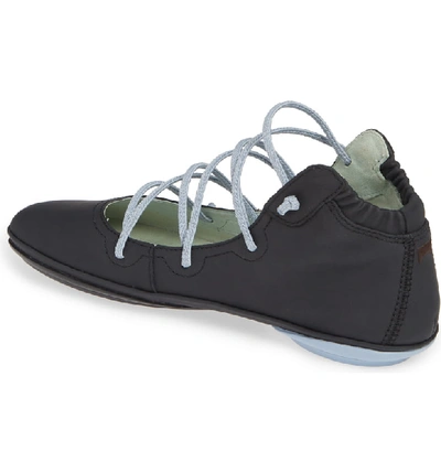 Shop Camper Right Nina Mid Top Ghillie Flat In Black/ Black Leather