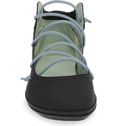 Shop Camper Right Nina Mid Top Ghillie Flat In Black/ Black Leather