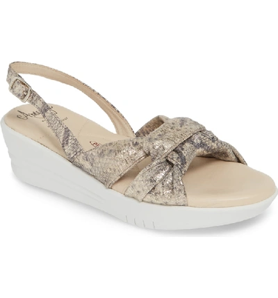 Shop Amalfi By Rangoni Gioconda Slingback Wedge Sandal In Vanilla Printed Leather