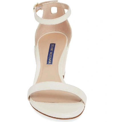 Shop Stuart Weitzman Simple Ankle Strap Sandal In Cream Caviar Patent