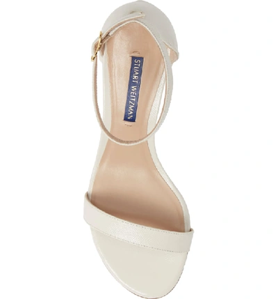 Shop Stuart Weitzman Simple Ankle Strap Sandal In Cream Caviar Patent