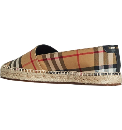 Shop Burberry Hodgeson Check Print Espadrille Flat In Antique Yellow