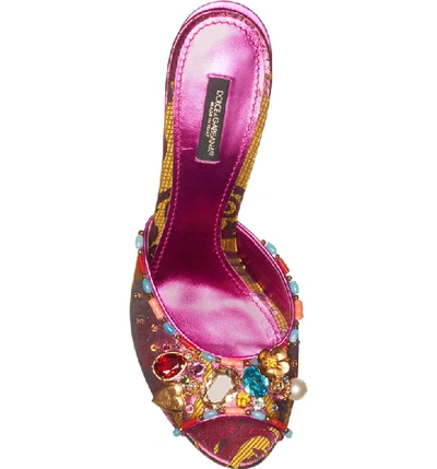Shop Dolce & Gabbana Jeweled Slip-on Sandal In Fuchsia