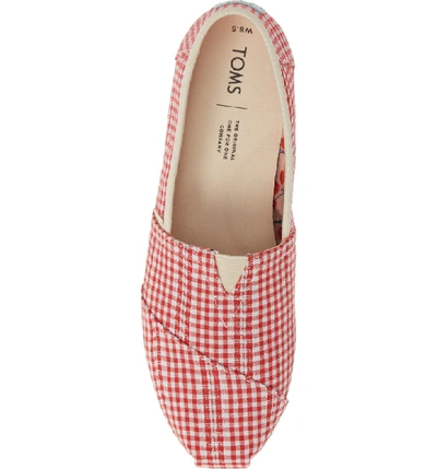 Shop Toms Alpargata Slip-on In Cherry Tomato Stripe Fabric