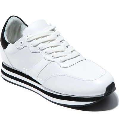 Shop Alice And Olivia Magman Sneaker In White/ Black