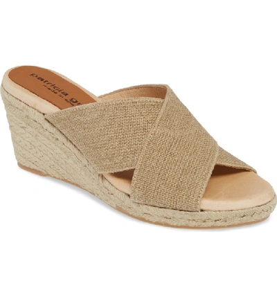 Shop Patricia Green Shania Wedge Slide Sandal In Linen Fabric